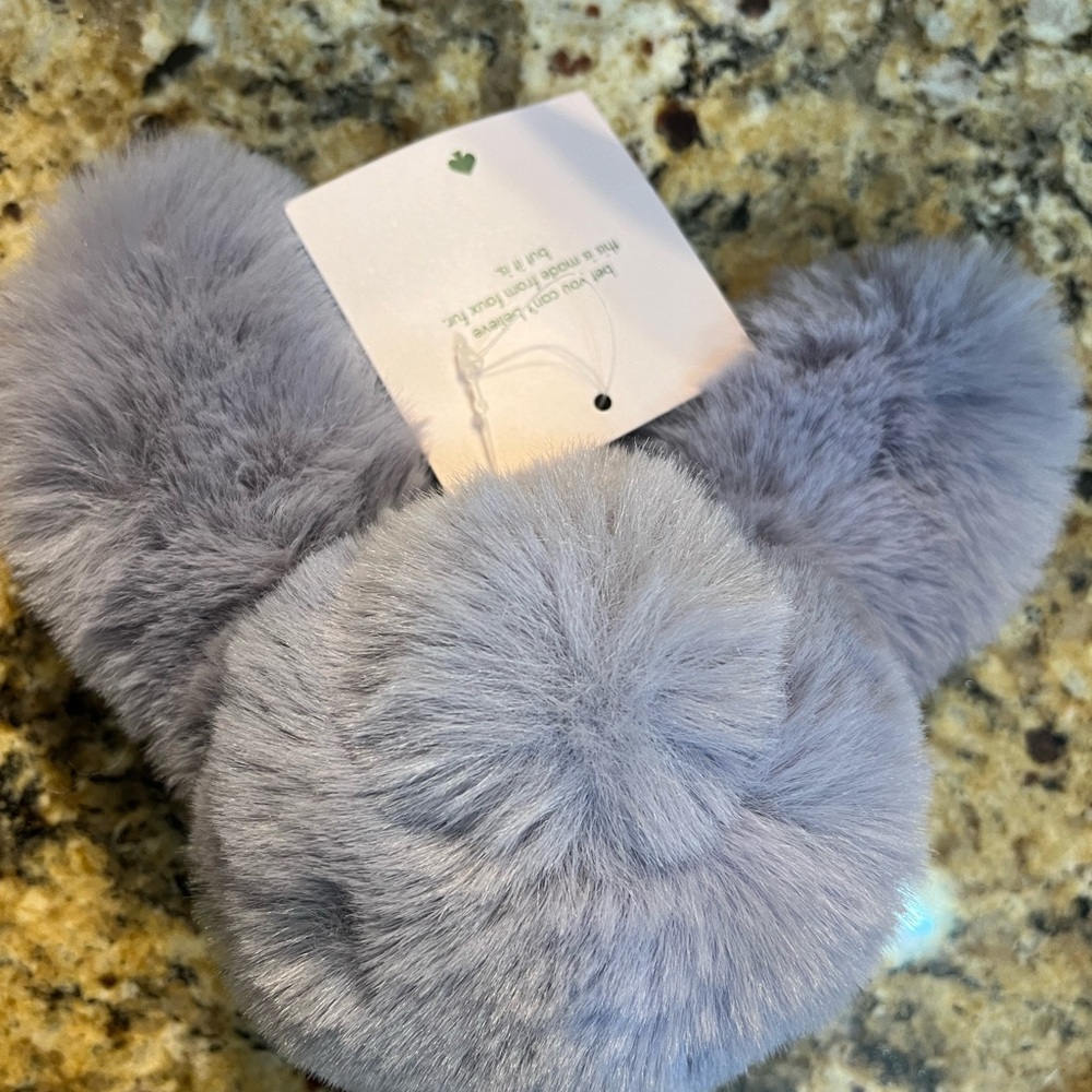 Discontinued Kate Spade Bunny Faux Fur Bag Charm Clip Lavender Rhinestones NWT - Picture 4 of 5